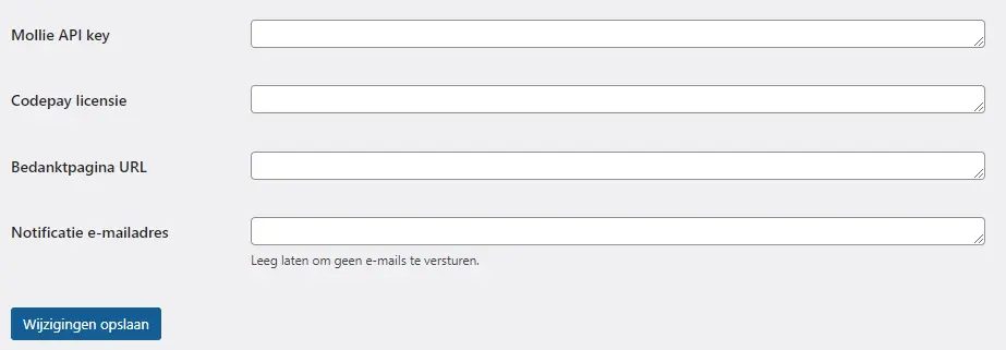 CodePay instellingen